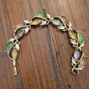 Vintage Enamel & Pastel Molded Glass Bracelet